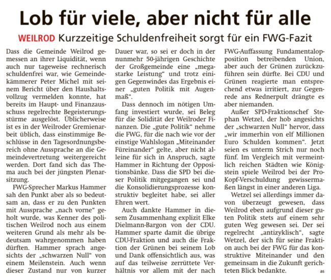 Lob für viele, aber nicht für alle Lob für viele, aber nicht für alle