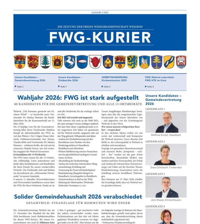 FWG-Kurier 02-2025, Nachrichten für Weilrod