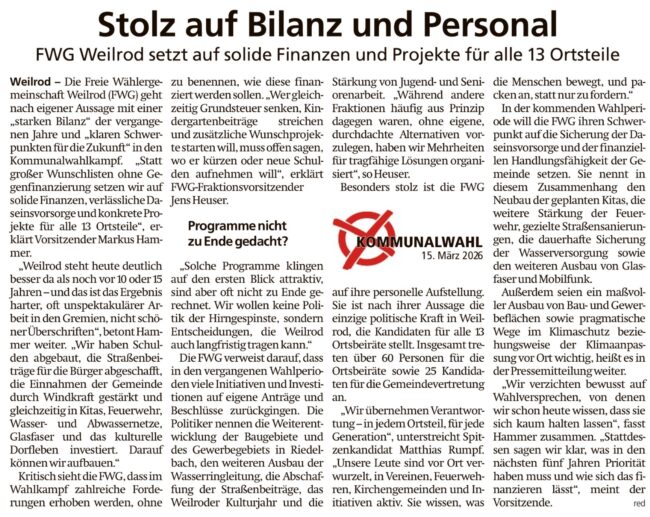 Usinger Anzeiger vom 25.02.2026